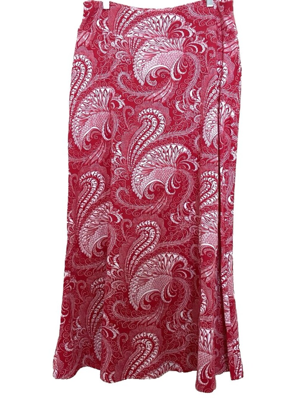 Talbots Red Paisley A-line Maxi Skirt Medium Pull On Elastic Waist